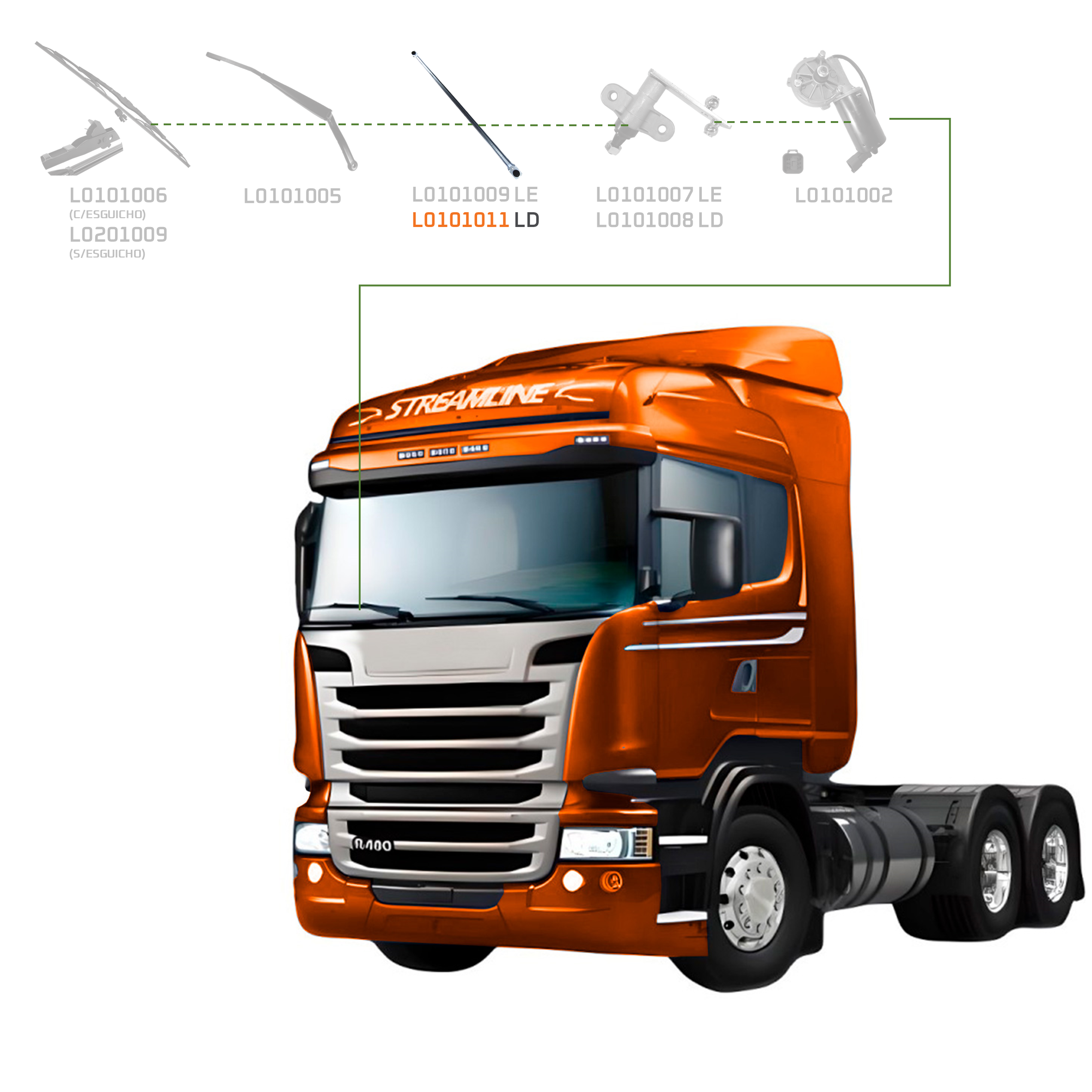 L0101011-Barra Limpador Parabrisa LD-1358288 | 1525890 | 525890-