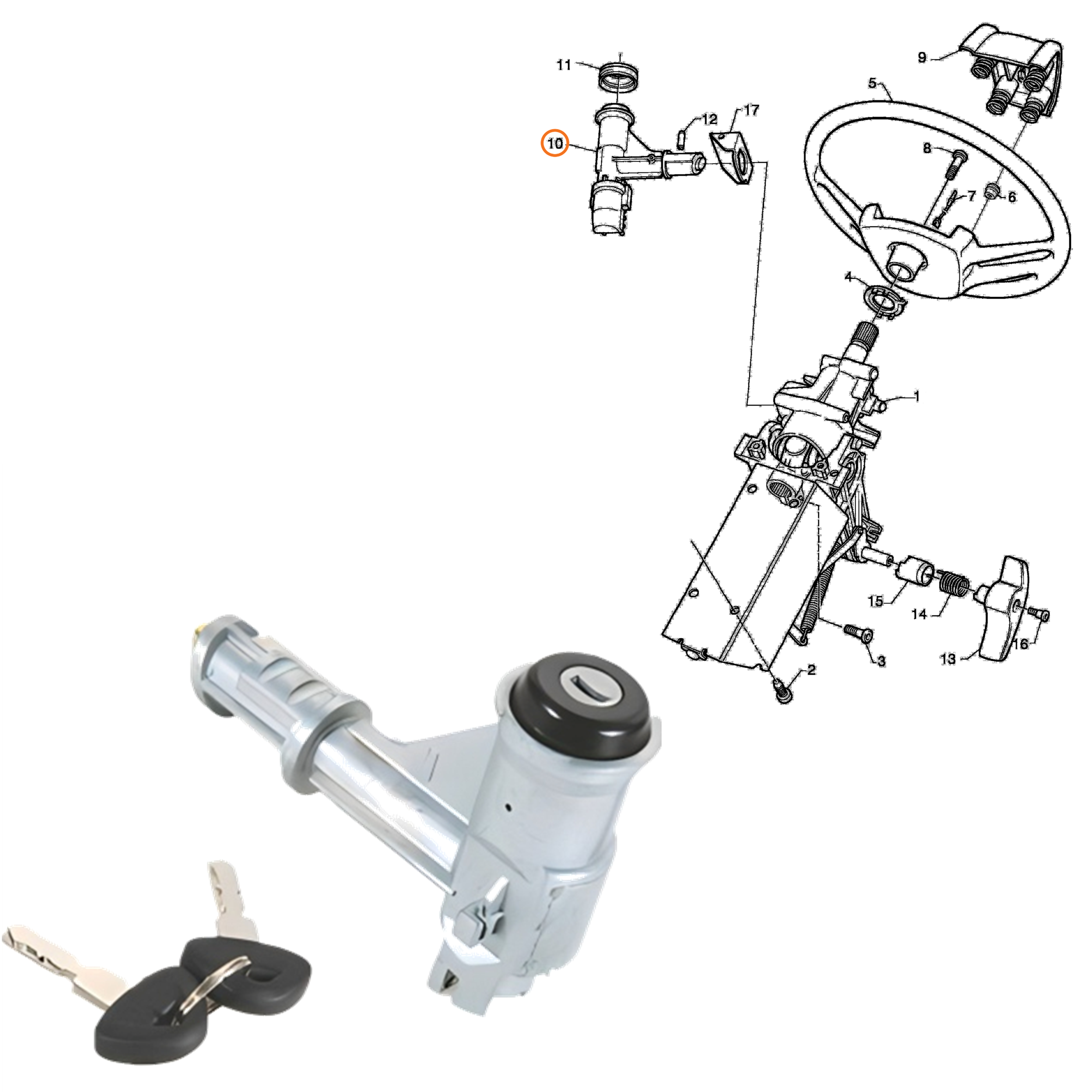 L0104034-Conjunto Trava Ignição -1381796-